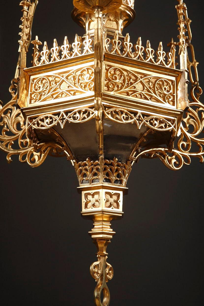 Neo-Gothic Chandelier Attributed to F. Barbedienne, France, Late 19th Century 1