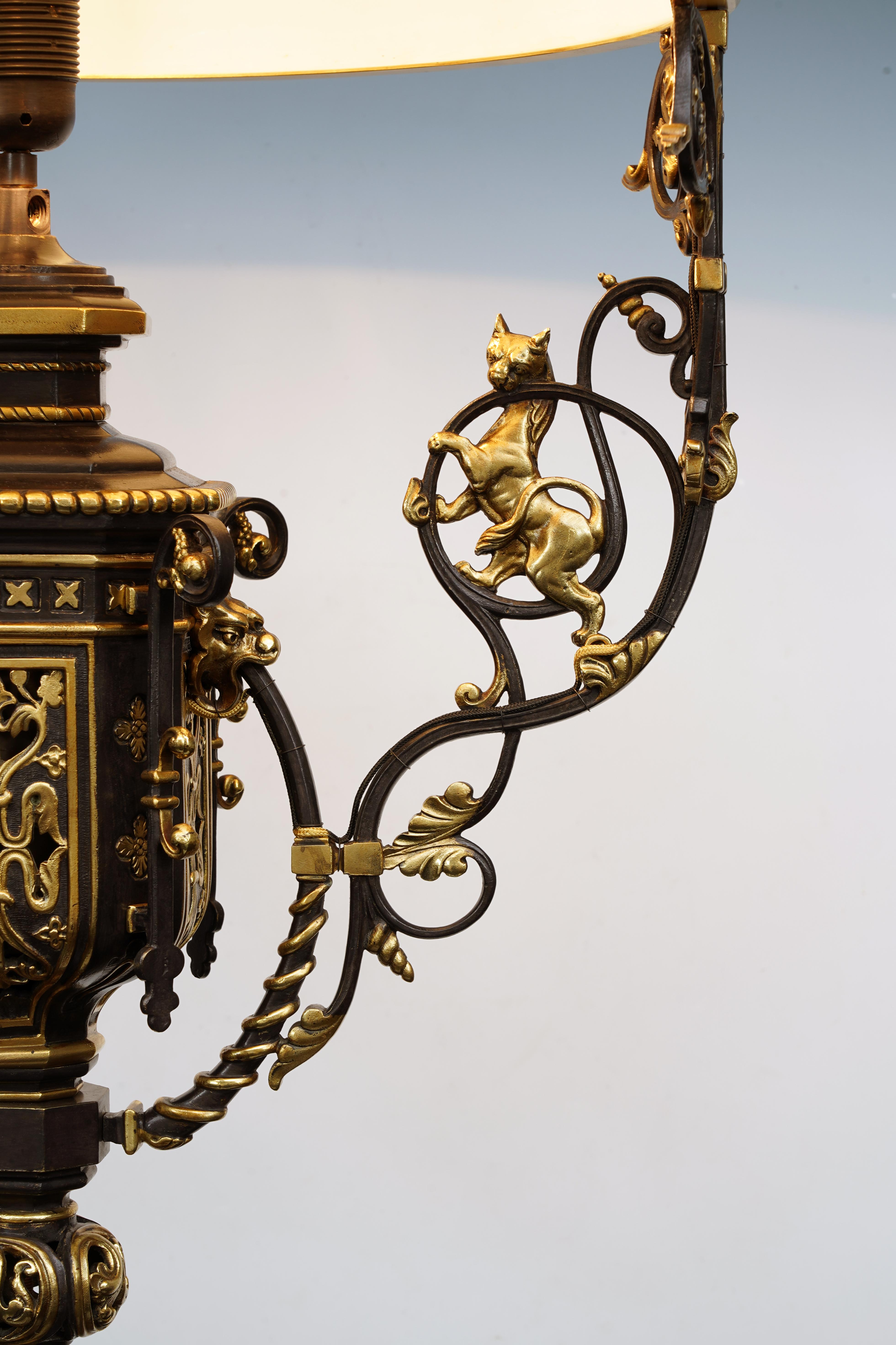 Mid-19th Century Neo-Gothic Chandelier with Lions, France, circa 1860 For Sale