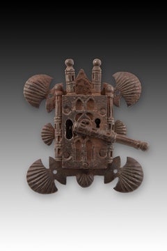 Neogotisches Schloss. Schmiedeeisen. Spanische Schule, 19. Jahrhundert.  Unvollständig.