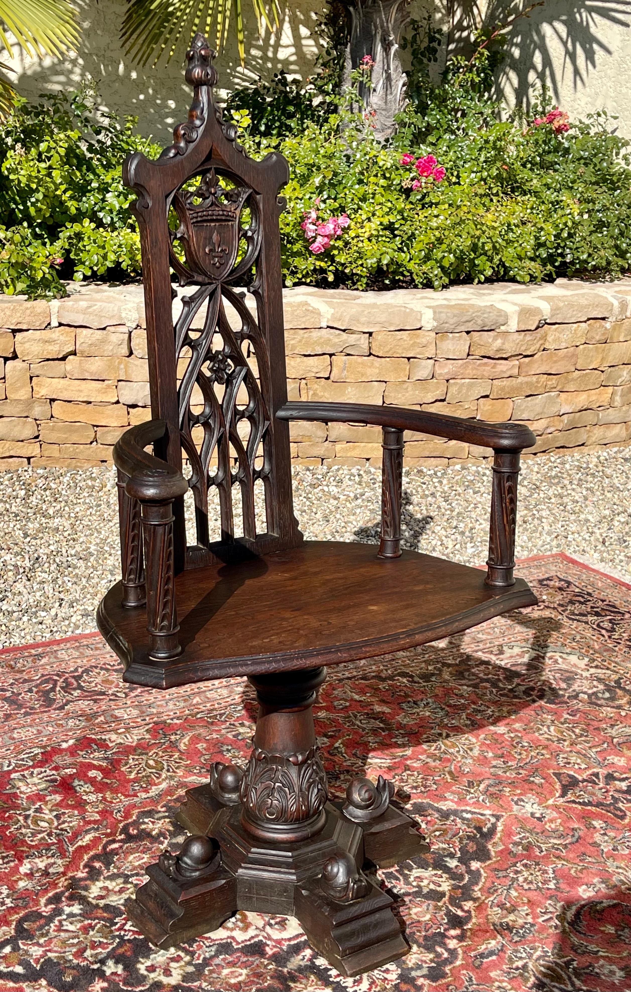 Neo-Gothic Oak Office Chair 19th Century 6