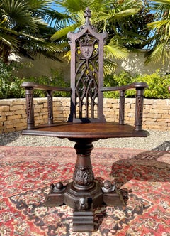 Neo-Gothic Oak Office Chair 19th Century