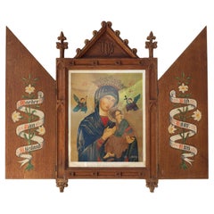 Tríptico religioso neogótico de "María del Perpetuo Socorro"