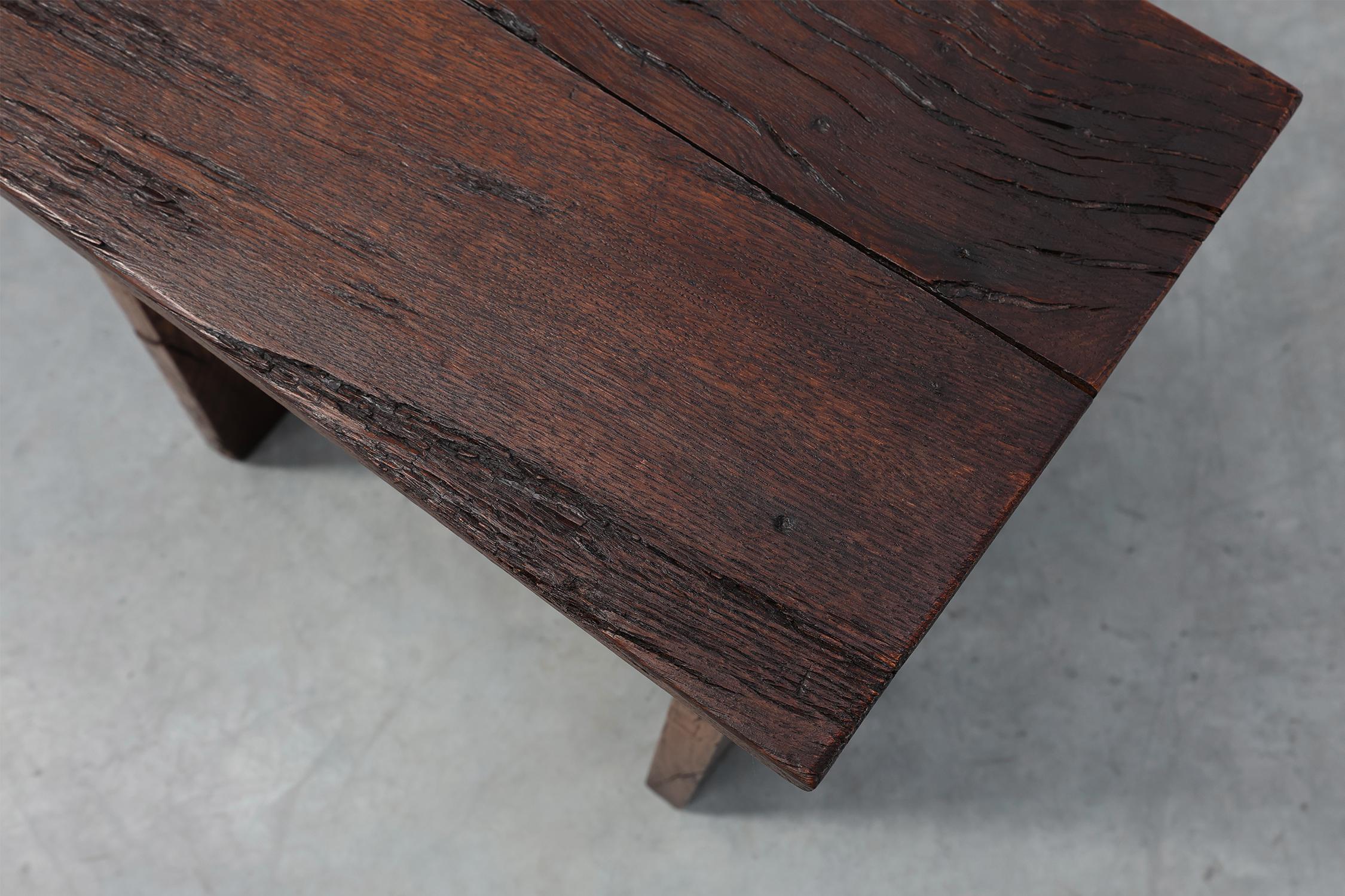 Neo Gothic solid oak rectangular carved stool, France ca. 1900 For Sale 1