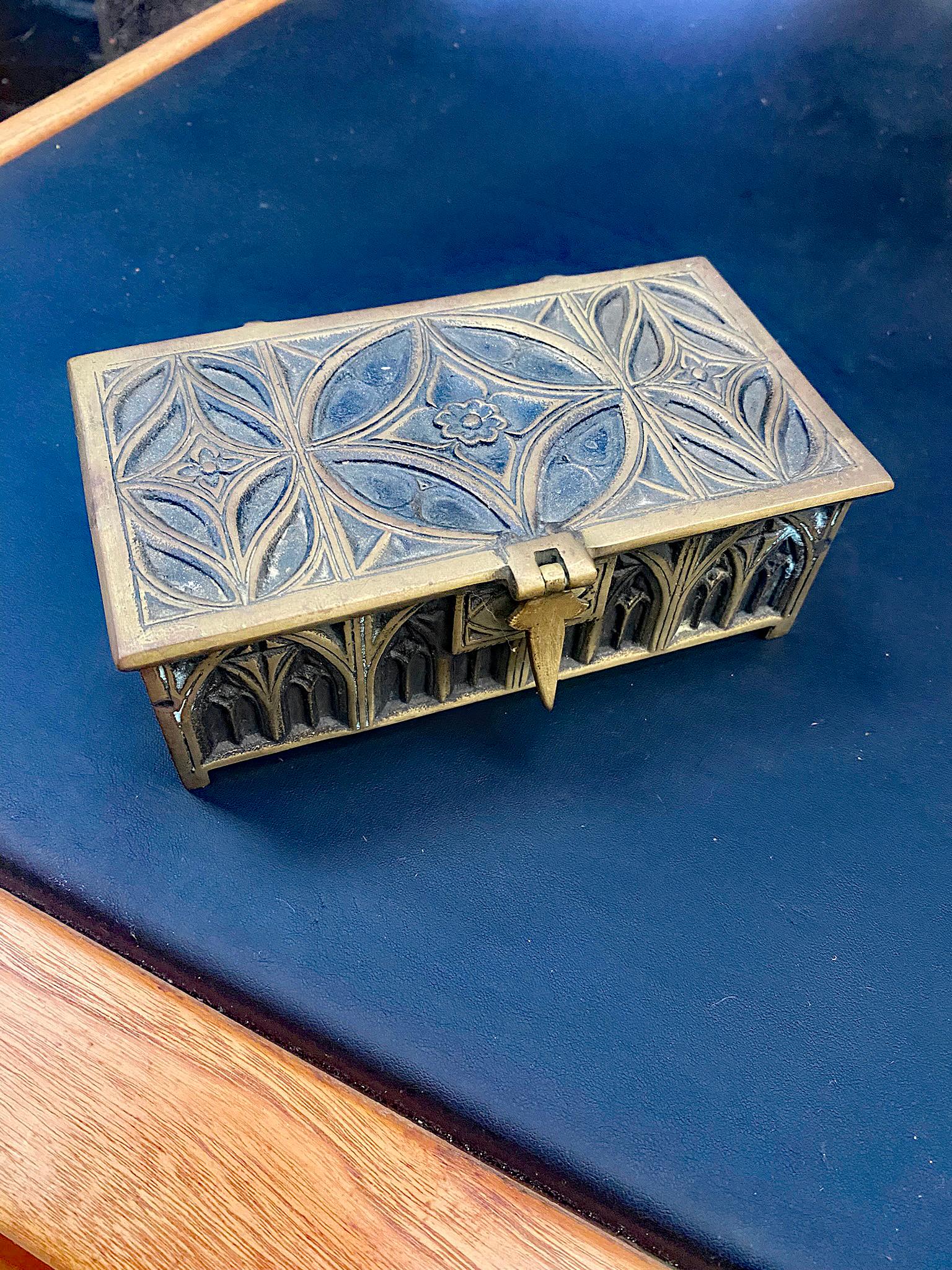 Neo gothic style bronze box circa 1900.