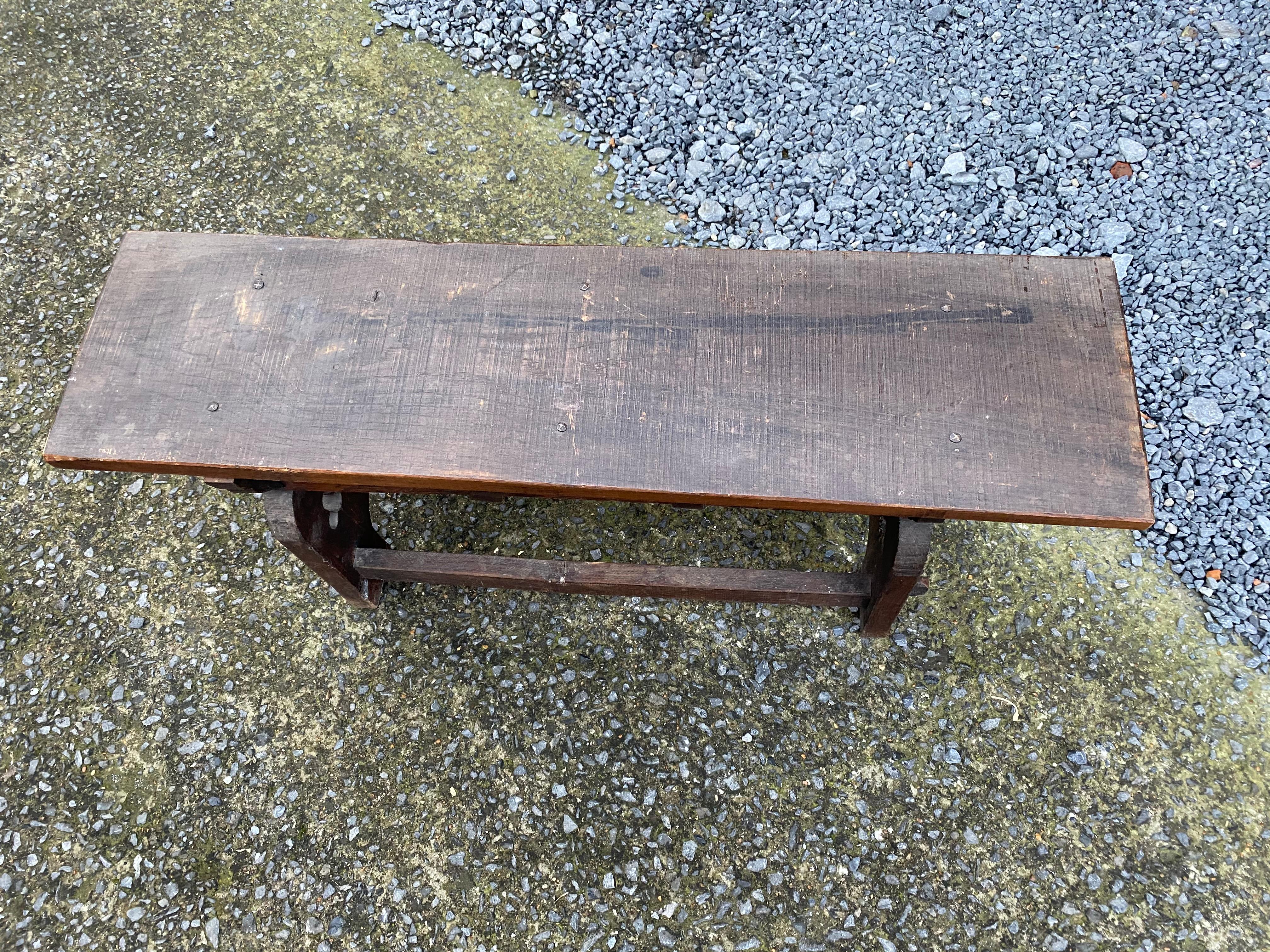 Neo Gothic Style Oak Bench, circa 1950 For Sale 3