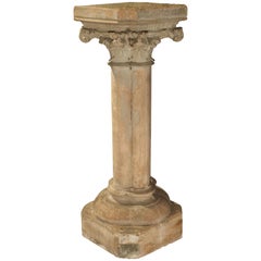 Neo-Gothic Terra Cotta and Plaster Pedestal from France, circa 1910