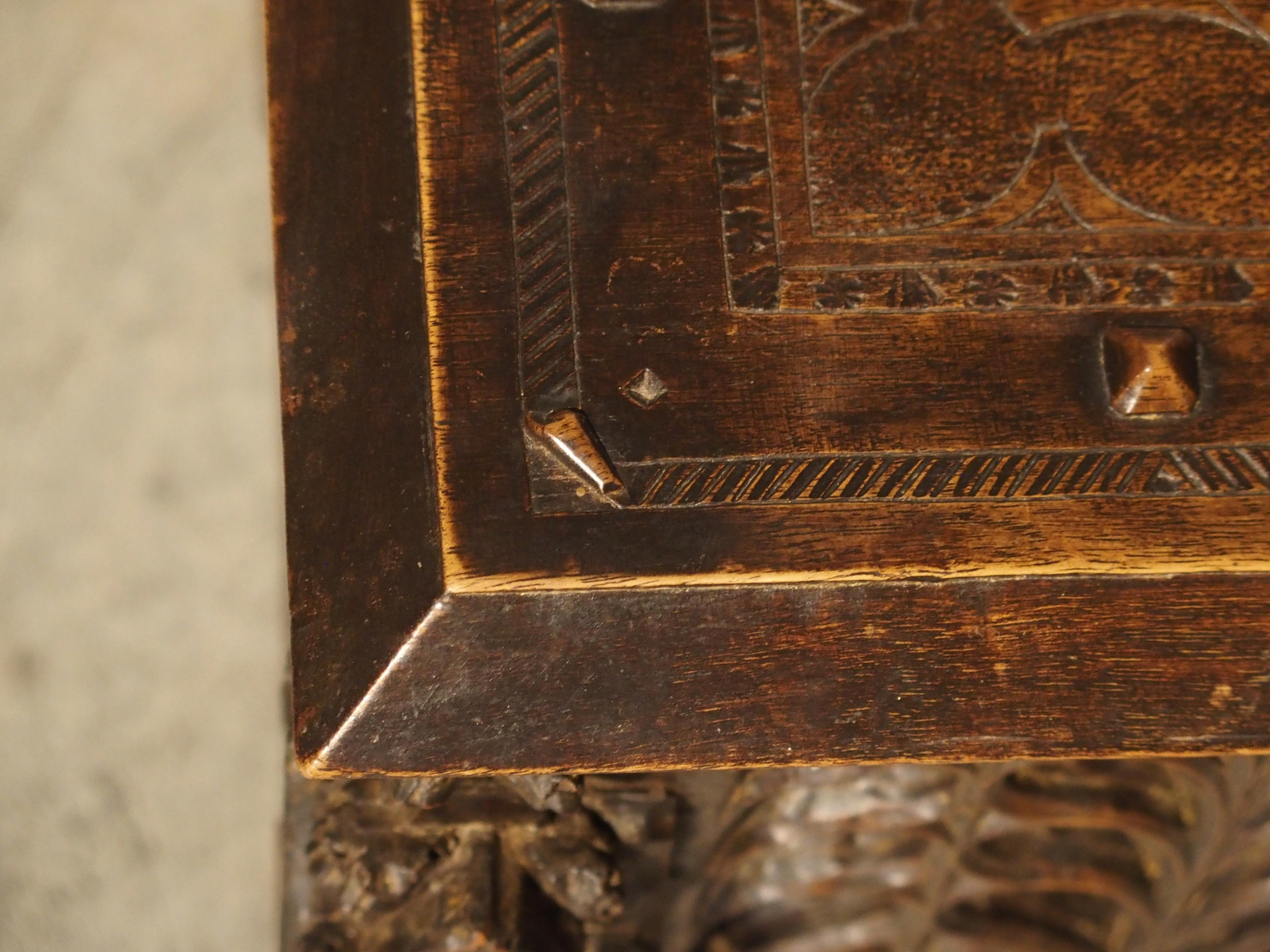 Neo-Gothic Walnut Wood Table Trunk from France, circa 1860 7