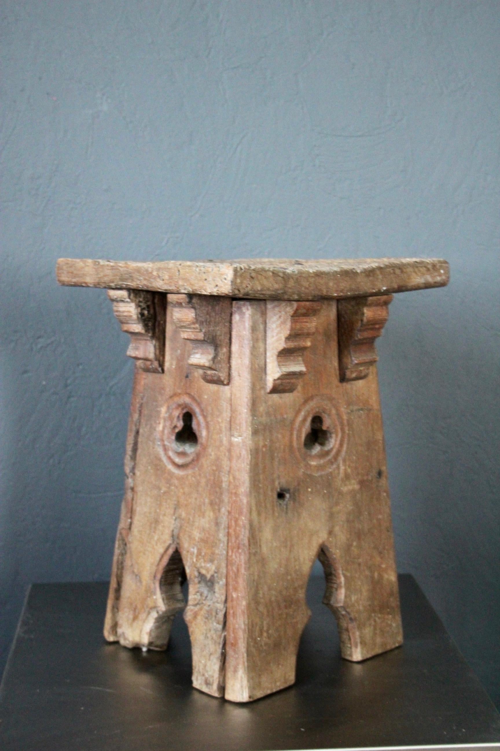 Neo gothic wood stool.