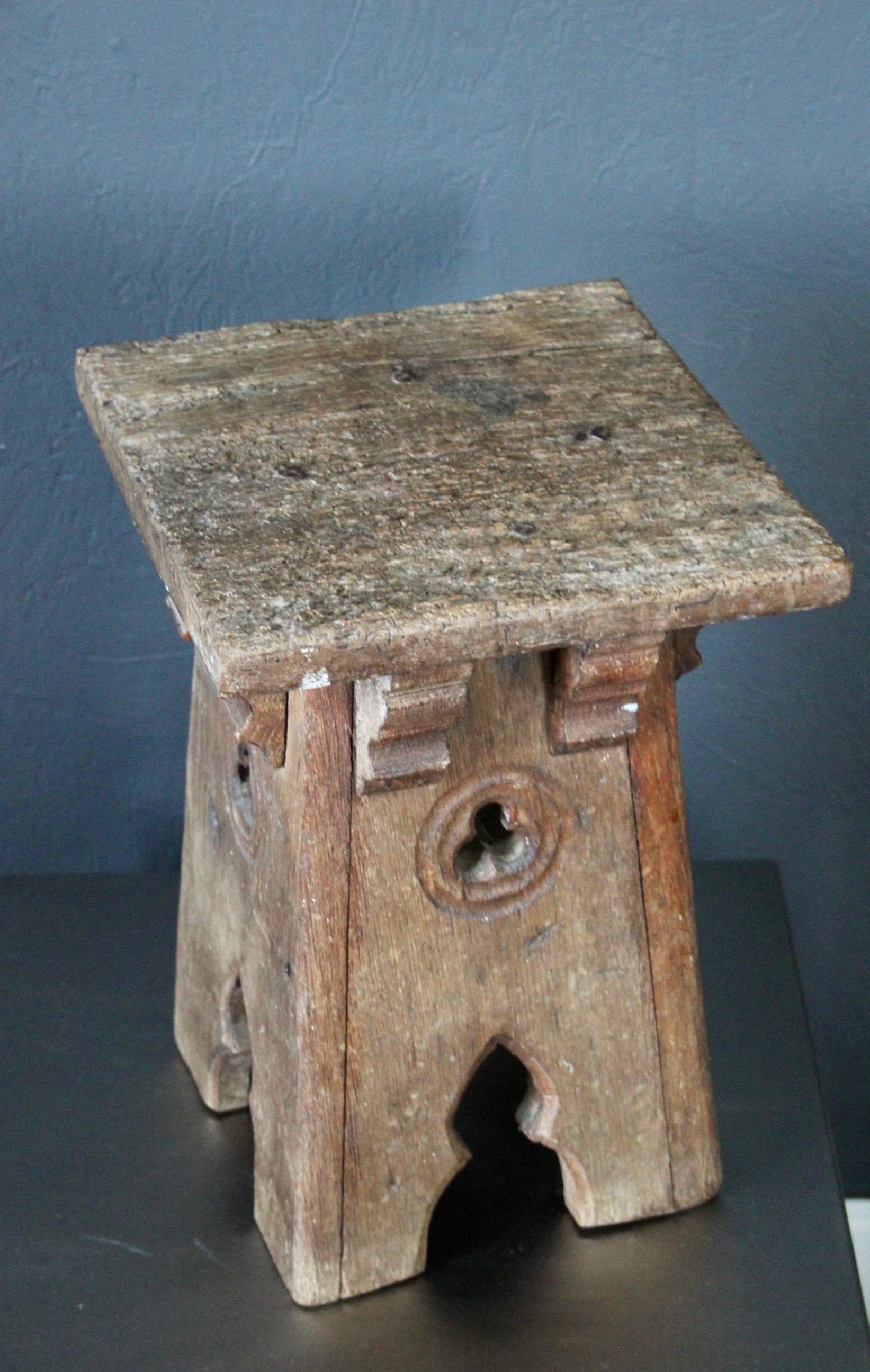 19th Century Neo Gothic Wood Stool