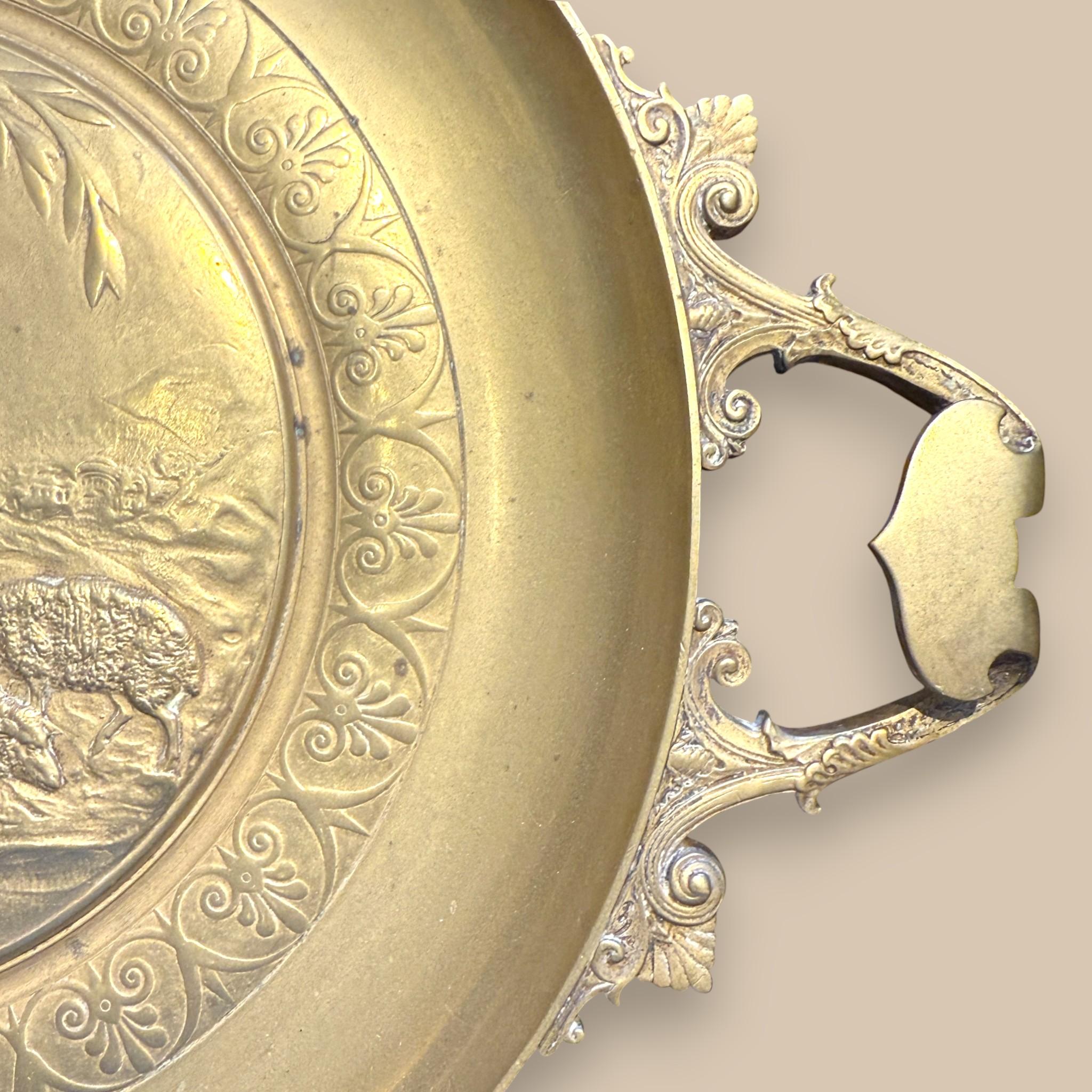 Neo-Grec Gilt Bronze Tazza with Signed Pastoral Relief “A. Chard”, 19th Century im Angebot 3