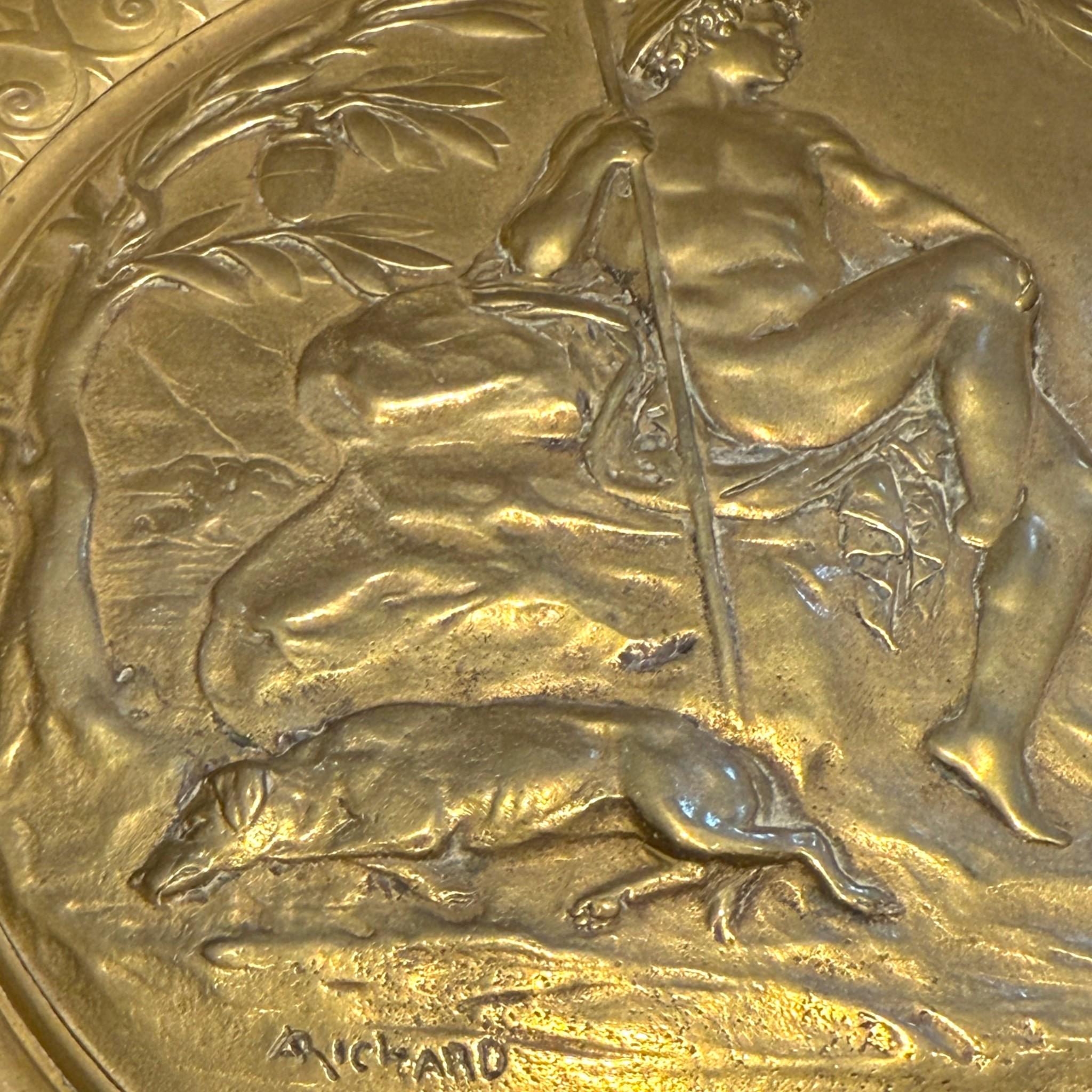Neo-Grec Gilt Bronze Tazza with Signed Pastoral Relief “A. Chard”, 19th Century im Angebot 5