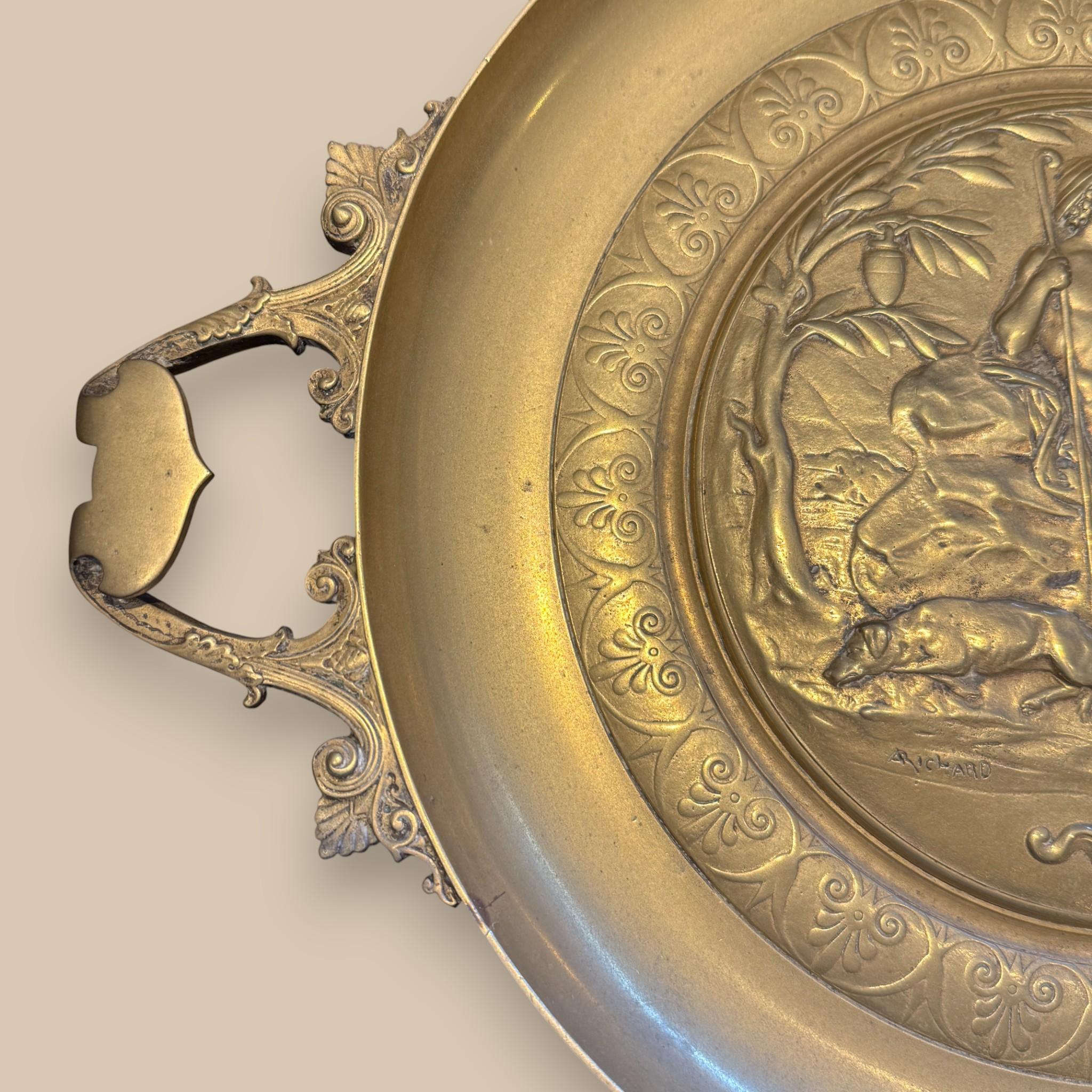 Neo-Grec Gilt Bronze Tazza with Signed Pastoral Relief “A. Chard”, 19th Century im Angebot 2