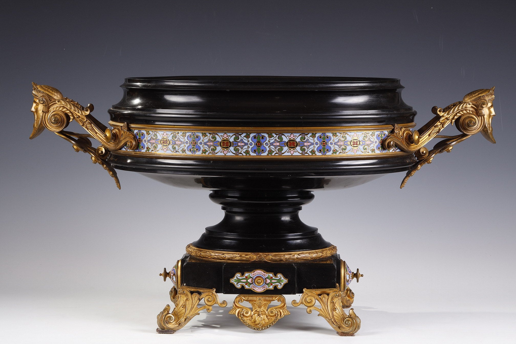 Neo-Greek Black Marble Jardiniere Attributed to E. Cornu, France, Circa 1870