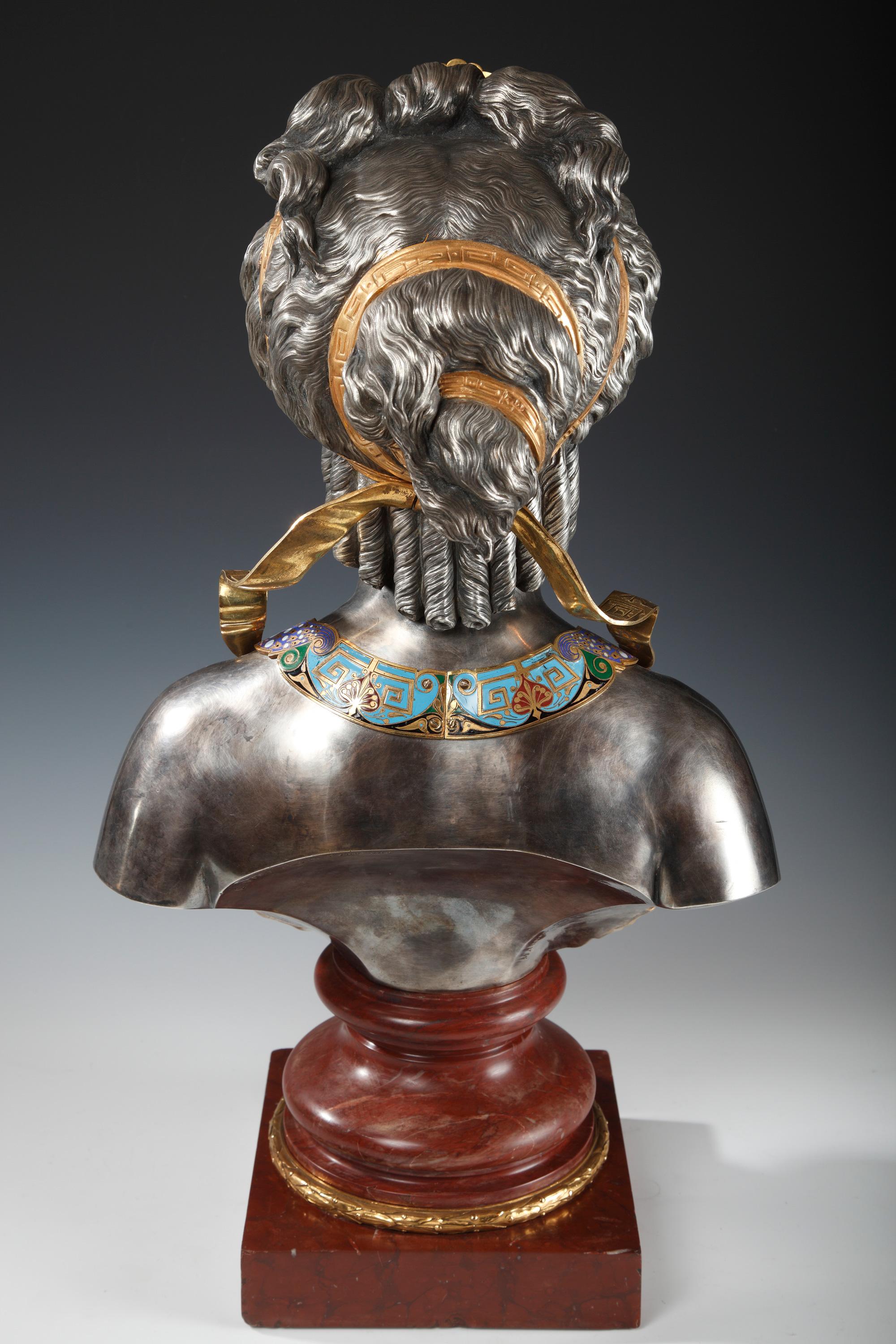Greek Revival Neo-Greek Bronze Bust by E. Cornu and G. Viot & Cie, France, Circa 1867 For Sale