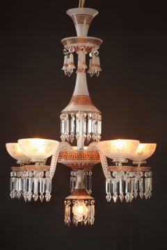 Neo-Greek Opaque Crystal Chandelier Attributed to Baccarat, France, Circa 1890