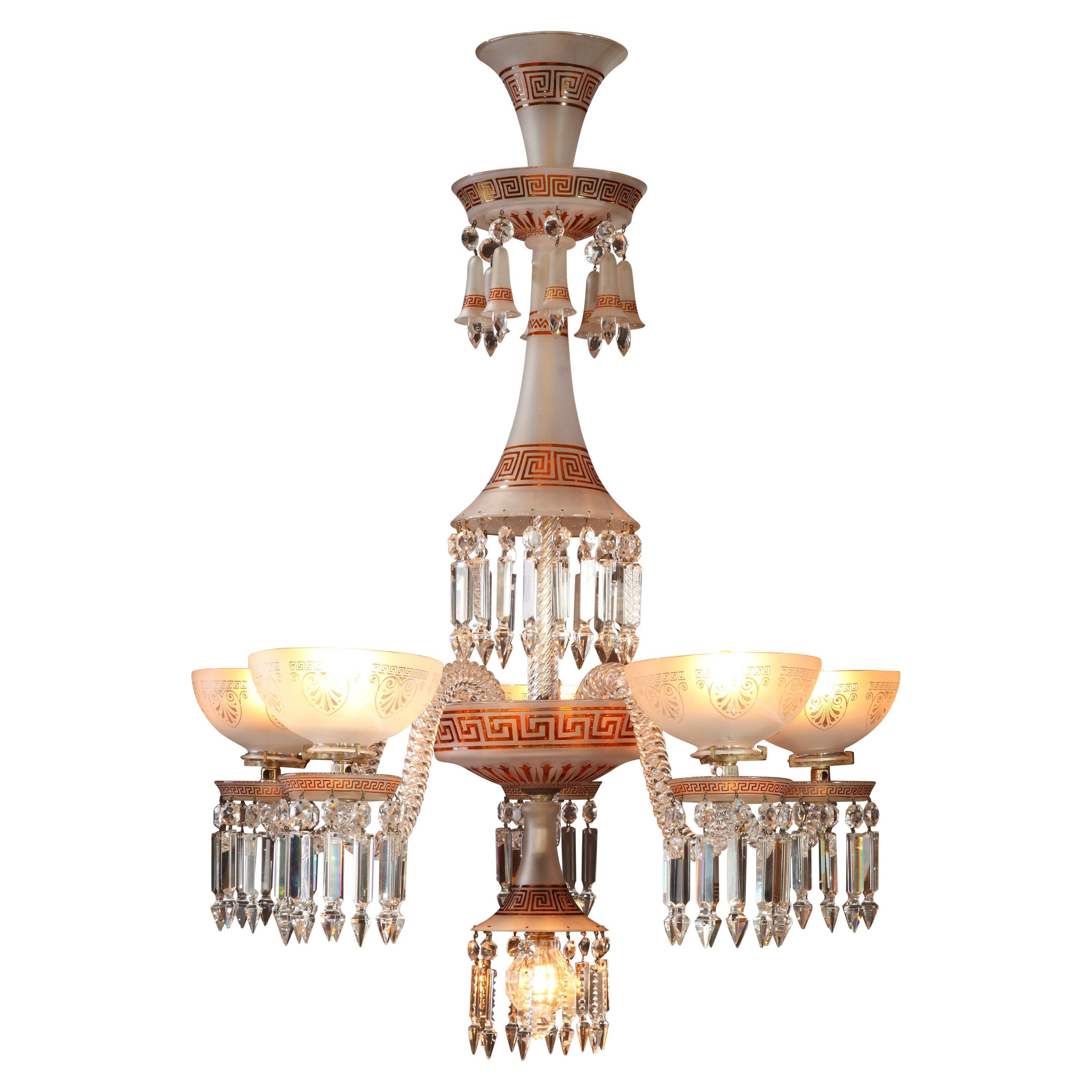 Neo-Greek Opaque Crystal Chandelier Attributed to Baccarat, France, Circa 1890 For Sale