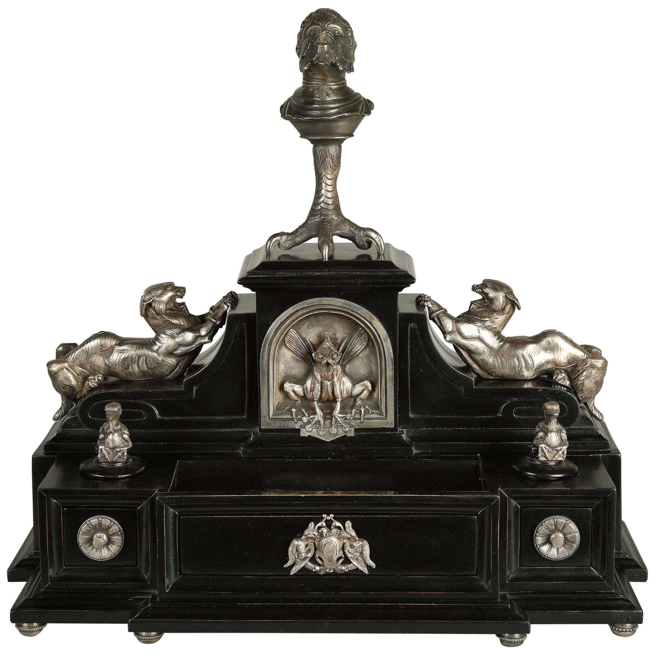 Neo-Greek Inkwell by C.G. Diehl, E. Frémiet and J. Brandely, France, Circa 1867 For Sale