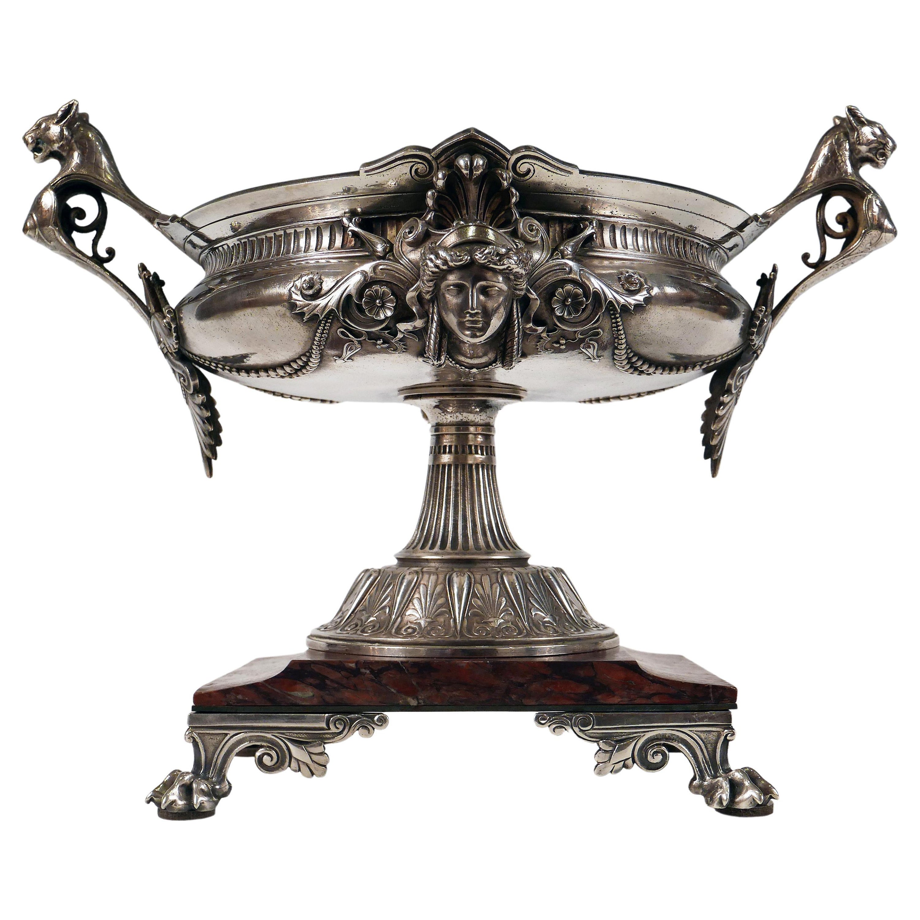 Bol néo-grec en bronze argenté attribué à G. Servant, France, vers 1880