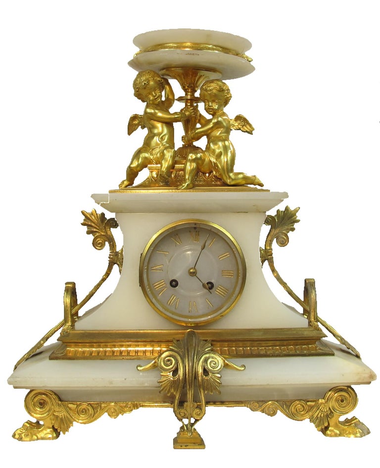 Neo Greek Style Gilt Bronze and Algerian OnyxMarble Mantelpiece