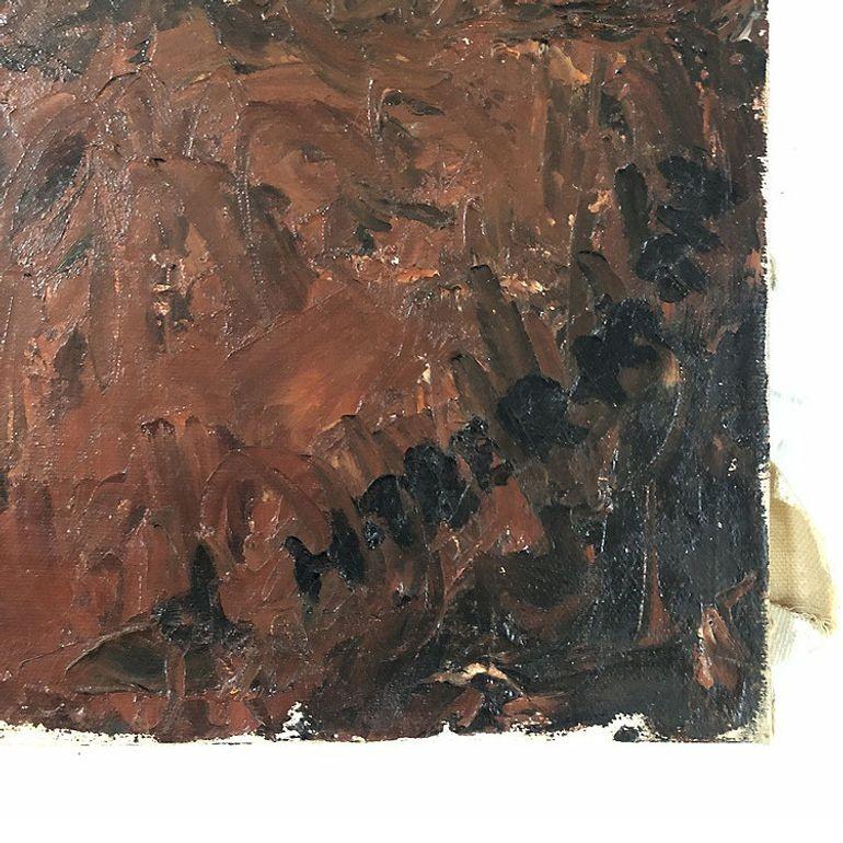 Tela Olio d'arte moderna astratta neo-impressionista su tela Ritratto di due uomini in vendita
