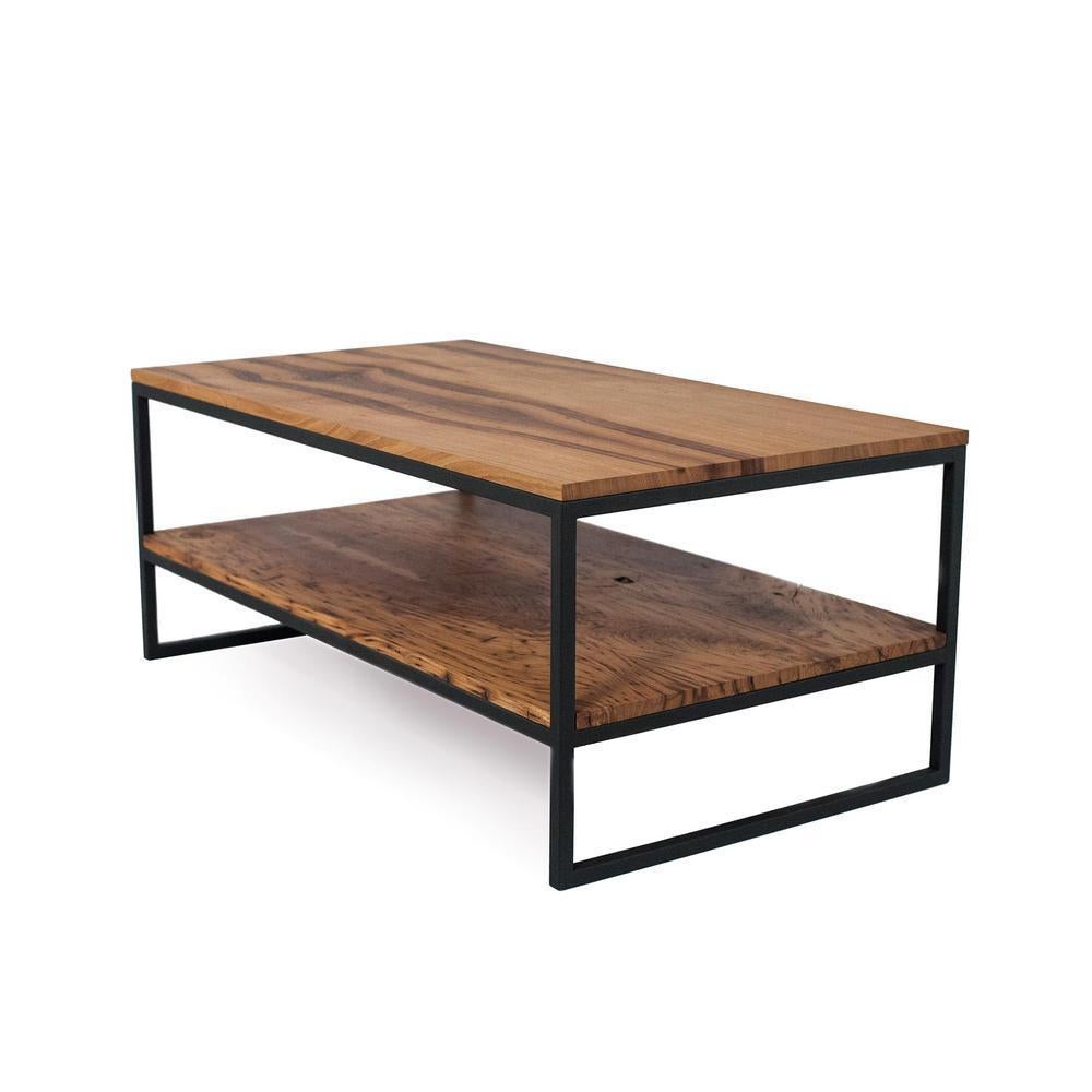 Minimalist Neo Industrial  Coffee Table, Oak For Sale