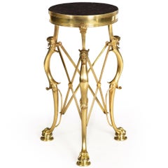 Neo-Pompeian Brass and Marble Gueridon Table with Leopard Masks