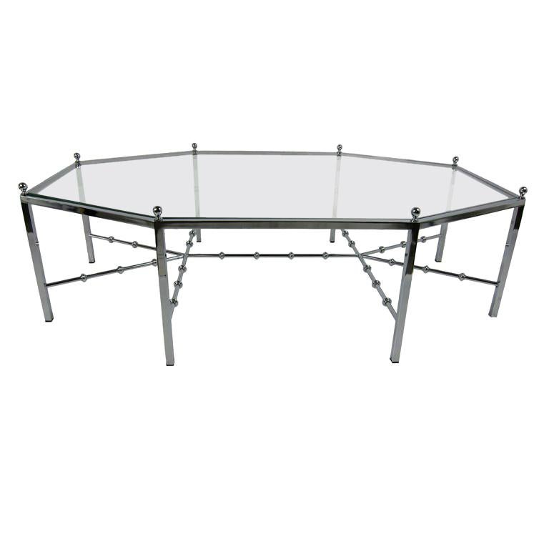 Neo-Regency Chrome Cocktail Table For Sale