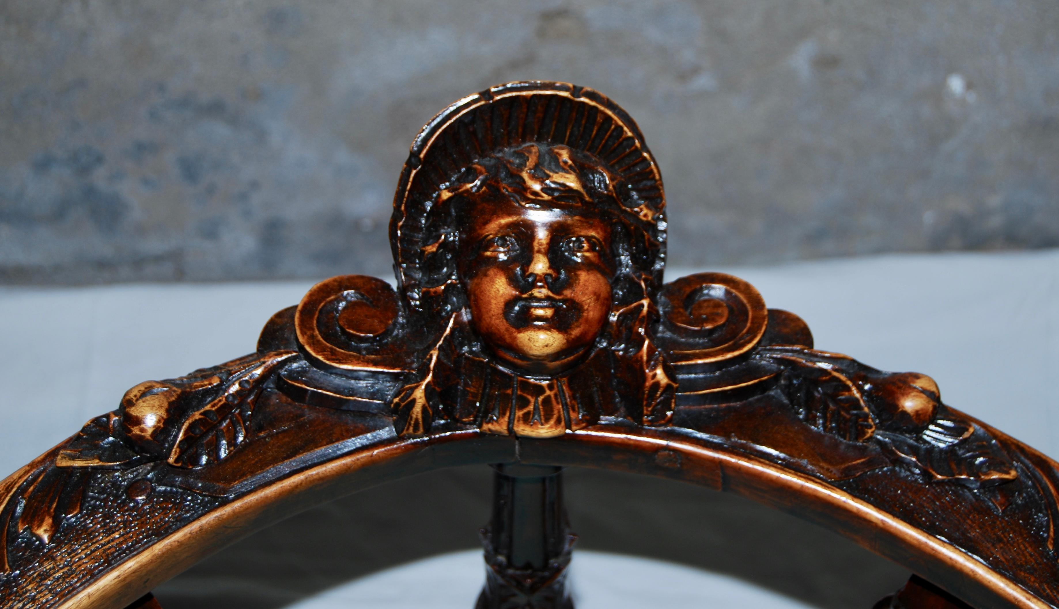 Neo-Renaissance Armchair in Carved Walnut 4