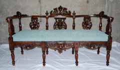 Neo-Renaissance Banquette in Carved Walnut