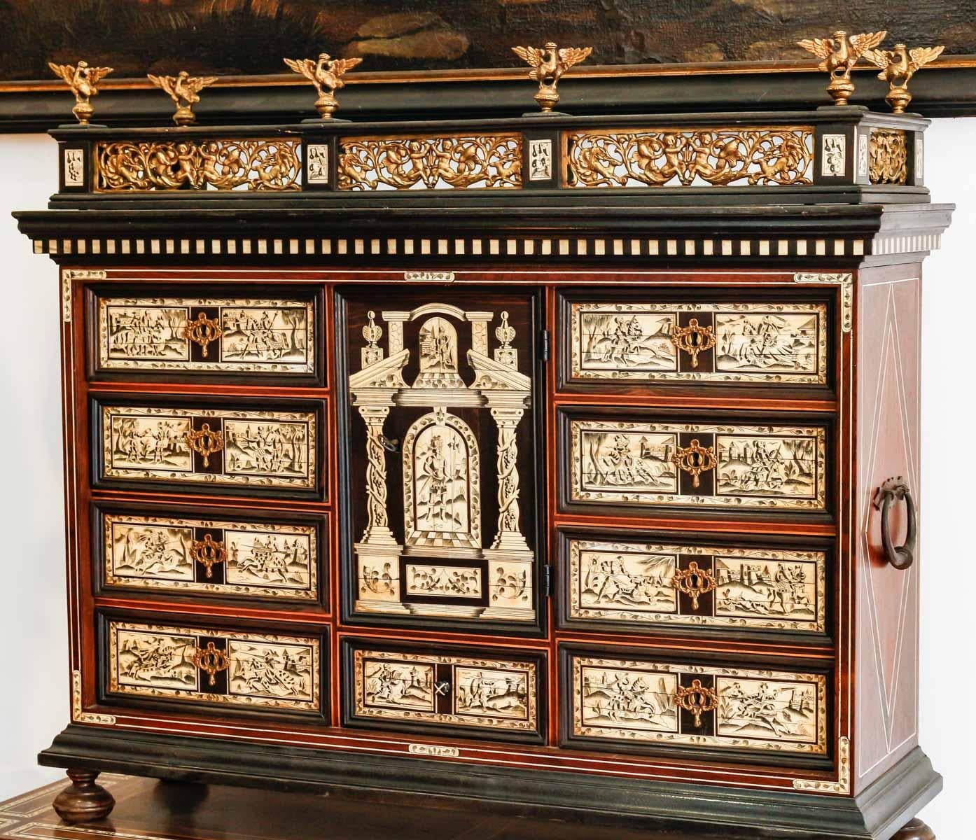 Bone Neo Renaissance Cabinet, Antique Style, Circa 1900.