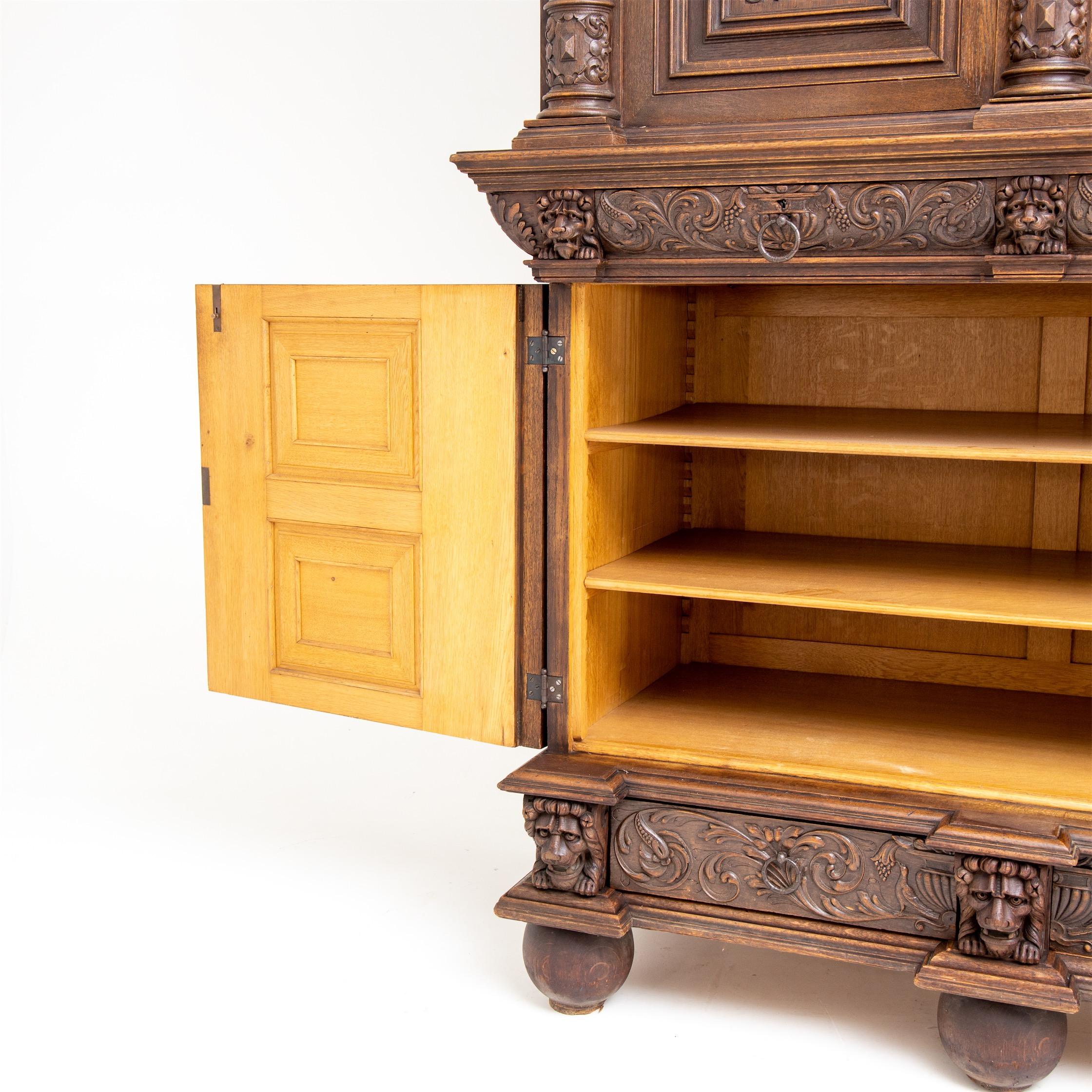 Wood Neo-Renaissance Cabinet, Late 19th Century For Sale