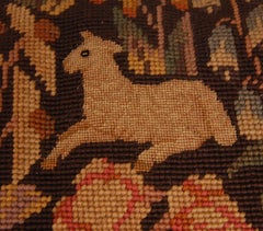 Neo Renaissance Flemish Tapestry Cushion Needlepoint Millefleurs Animals Pillow