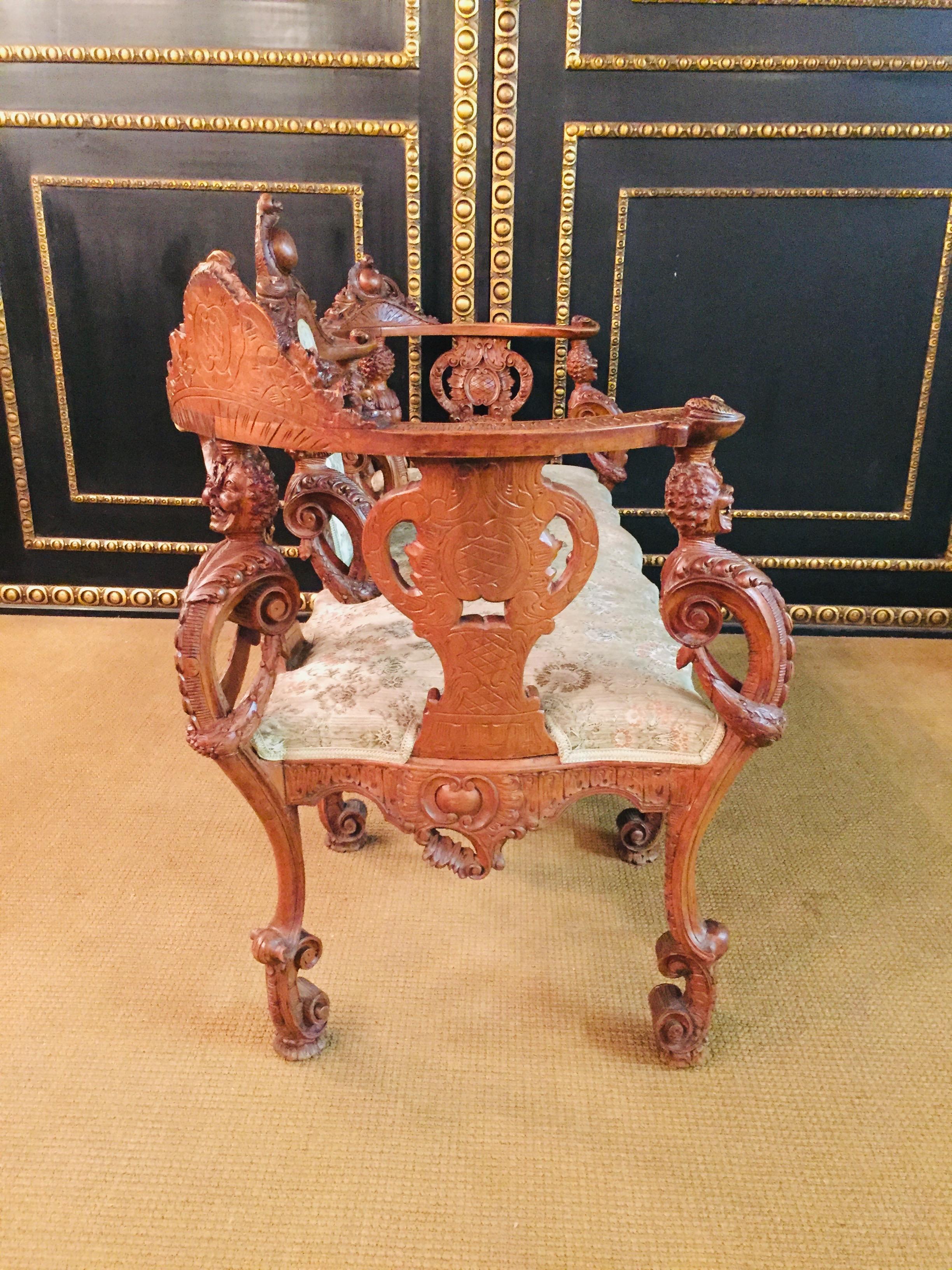 Neo Renaissance Full Carved Set of Sofa, Armchair, Chair and Table, circa 1860 In Good Condition In Berlin, DE