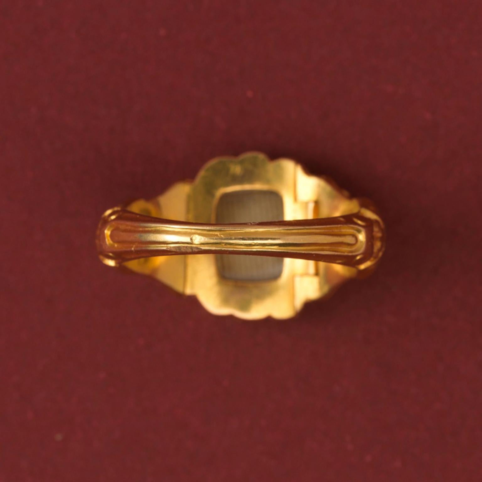 Neo Renaissance Gold And Bloodstone 'A' Signet Ring with Secret Compartment 1