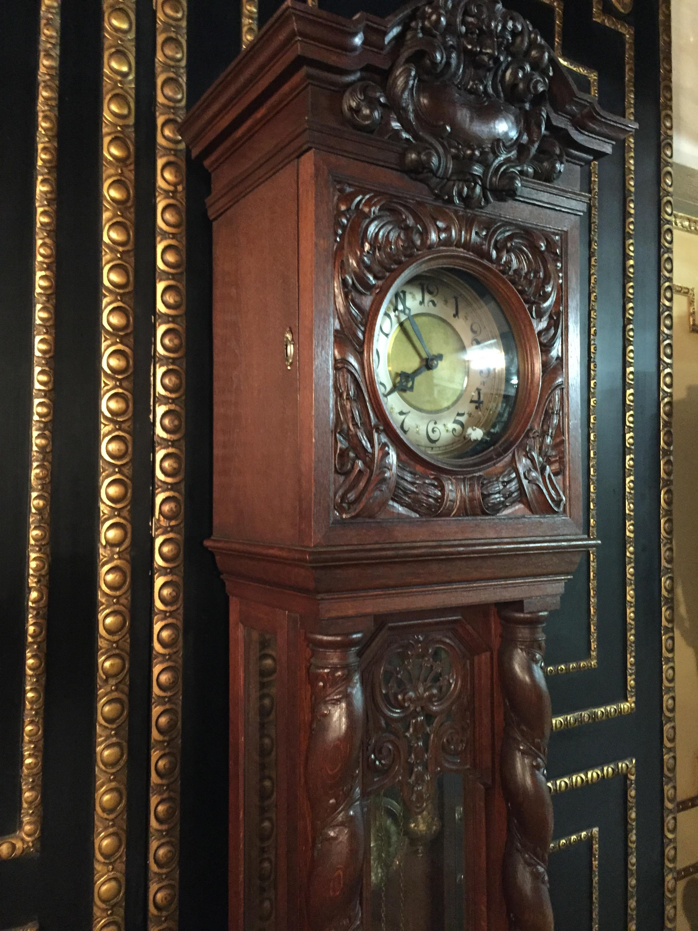 Neo Renaissance Grandfather Clock, circa 1870 with 2 Columns 1