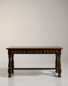 Neo-Renaissance Oak Table with Drawers, France, 1970-1979