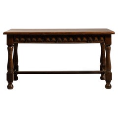 Neo-Renaissance Oak Table with Drawers, France, 1970-1979