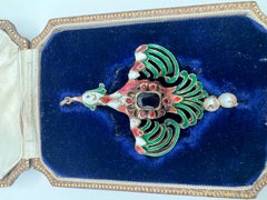 Neo-Renaissance Enamel Pendant with Amethyst, Rubies, and Pearls