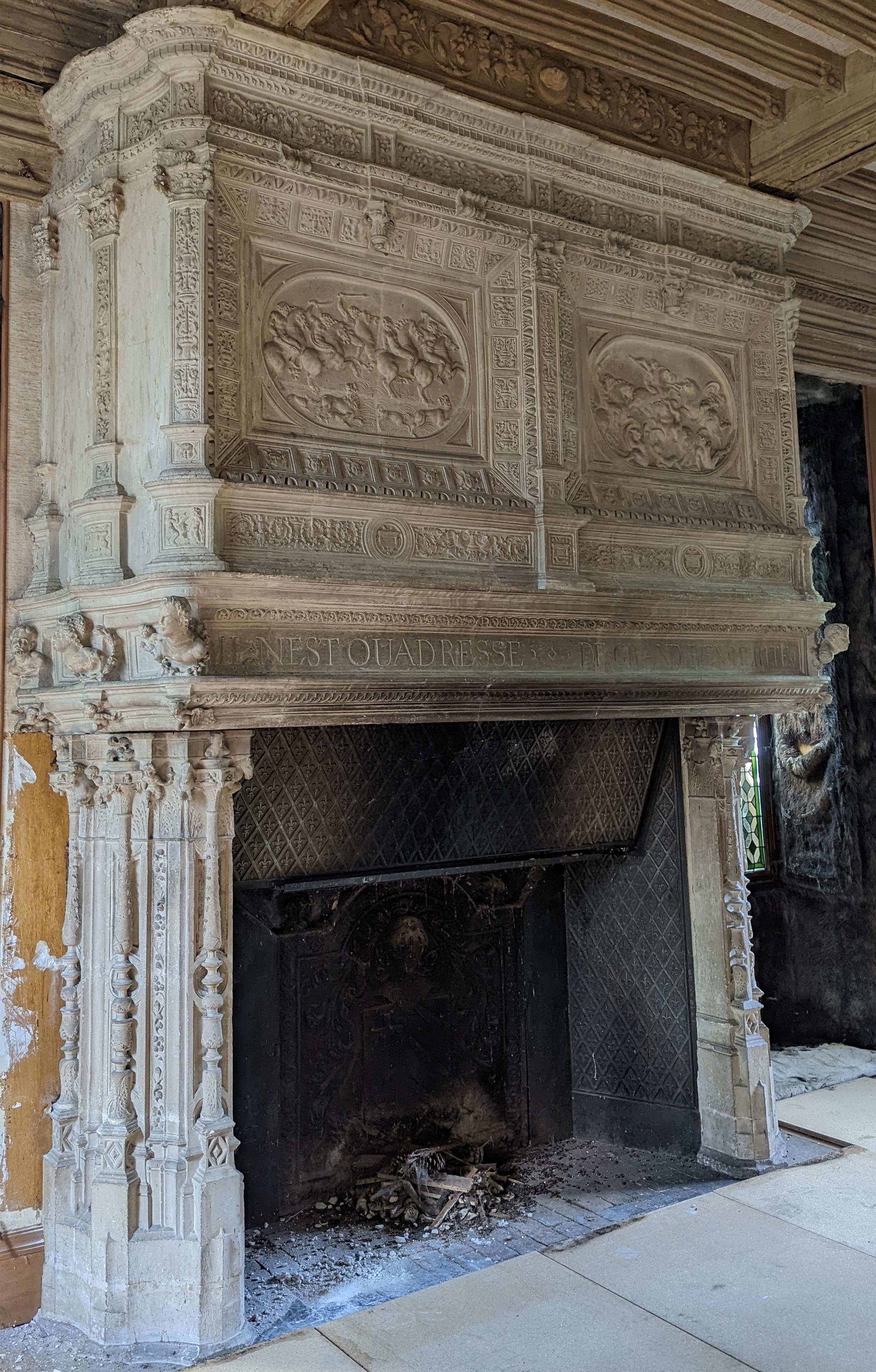 Neo-Renaissance Period Stone Fireplace, Dated 1534 For Sale 1