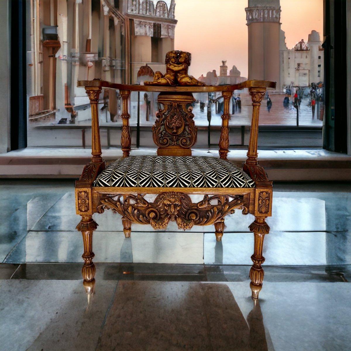 Neorenaissance-putti-Sessel aus geformtem Holz, Louis XIII.-Stil, 19. Jahrhundert 4