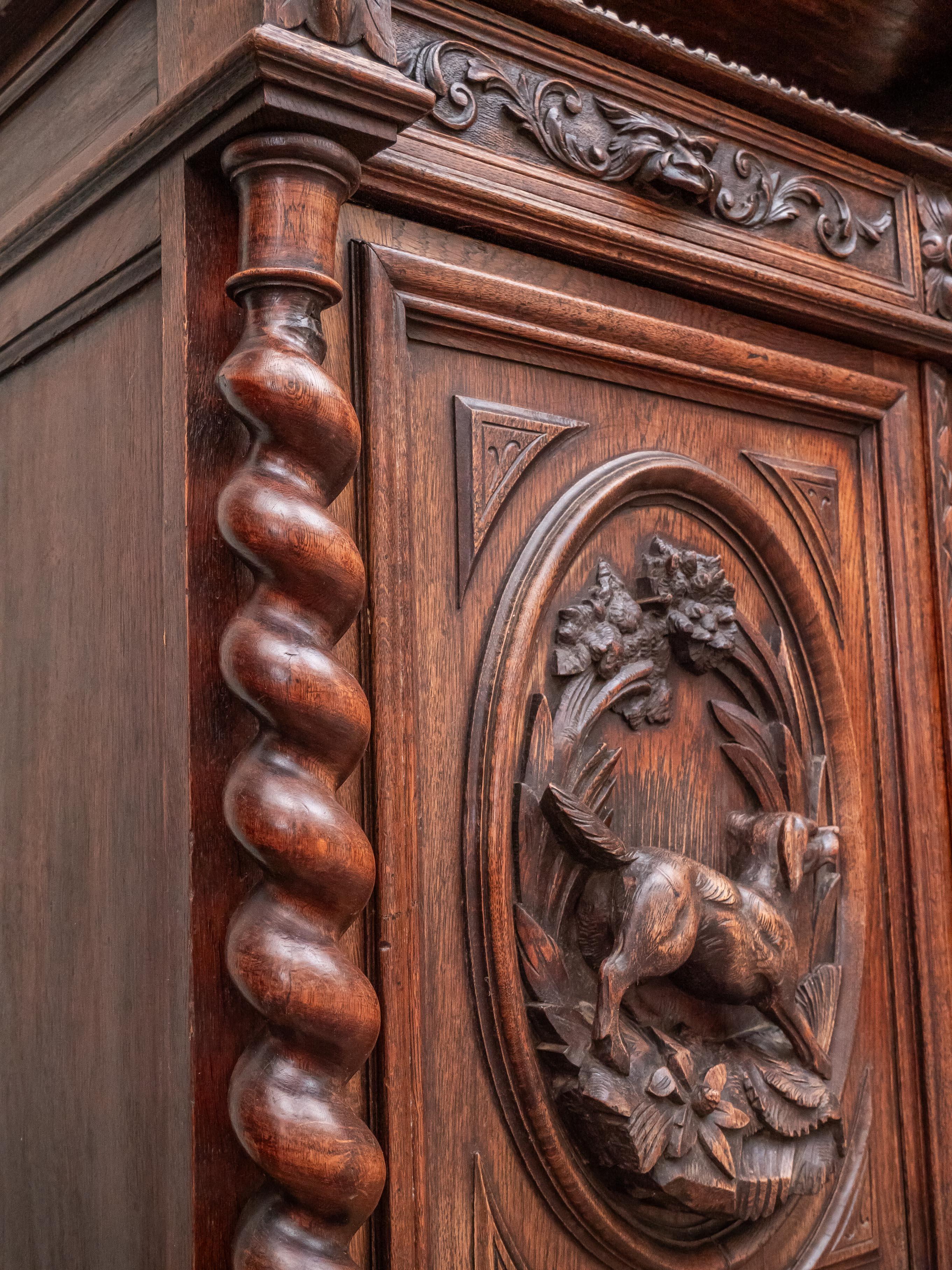 Neo-Renaissance showcase / sideboard. Solid oak For Sale 9