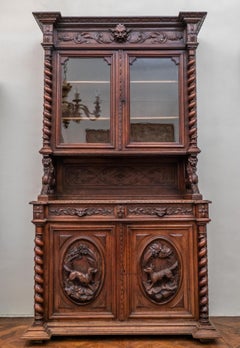 Neo-Renaissance showcase / sideboard. Solid oak