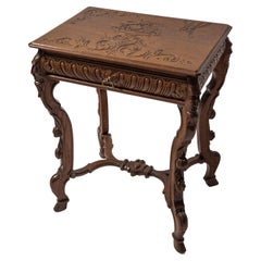 Neo-Renaissance side table with drawer