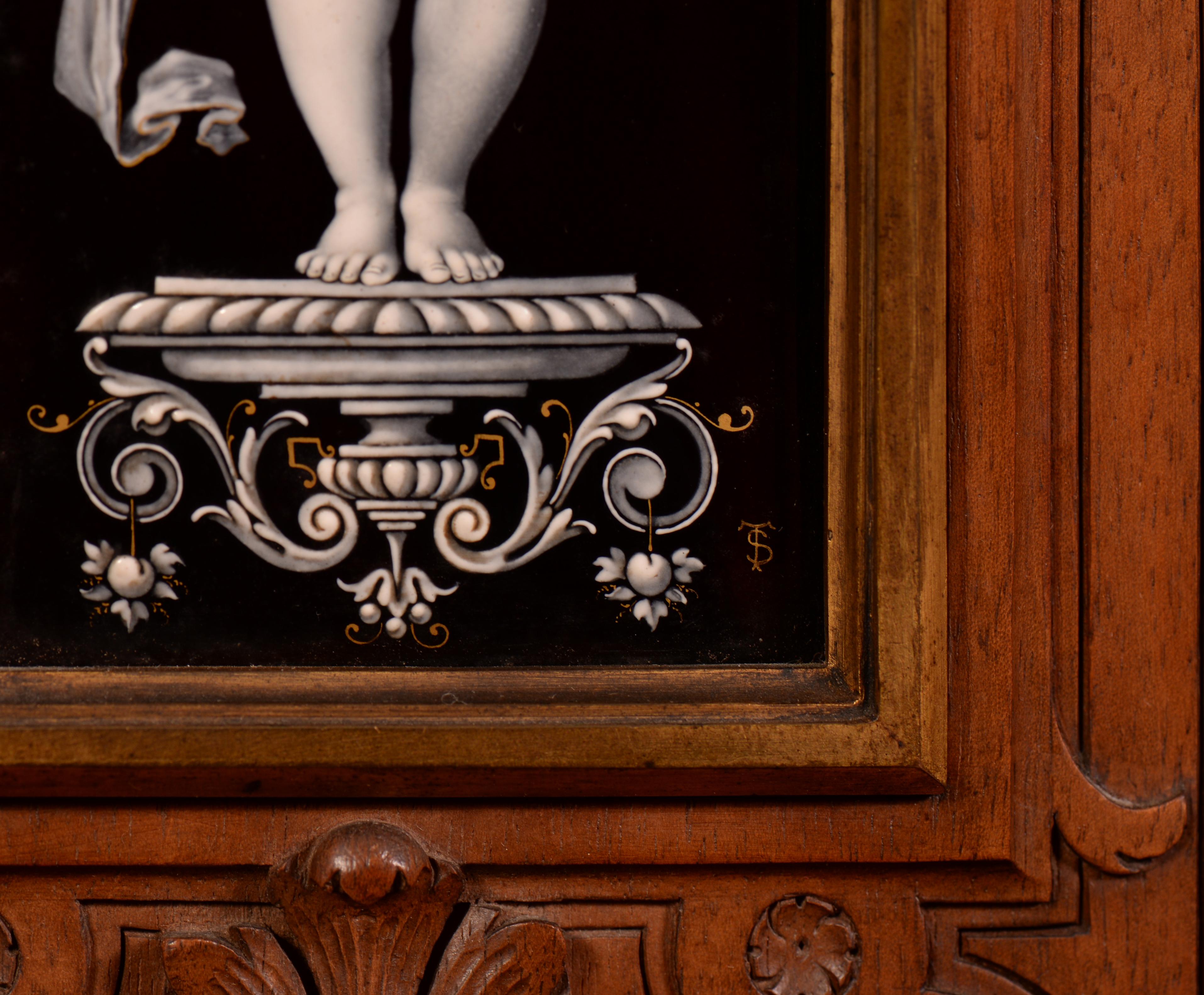Neo-Renaissance style cabinet with painted enamels signed by Theophile Soyer For Sale 3
