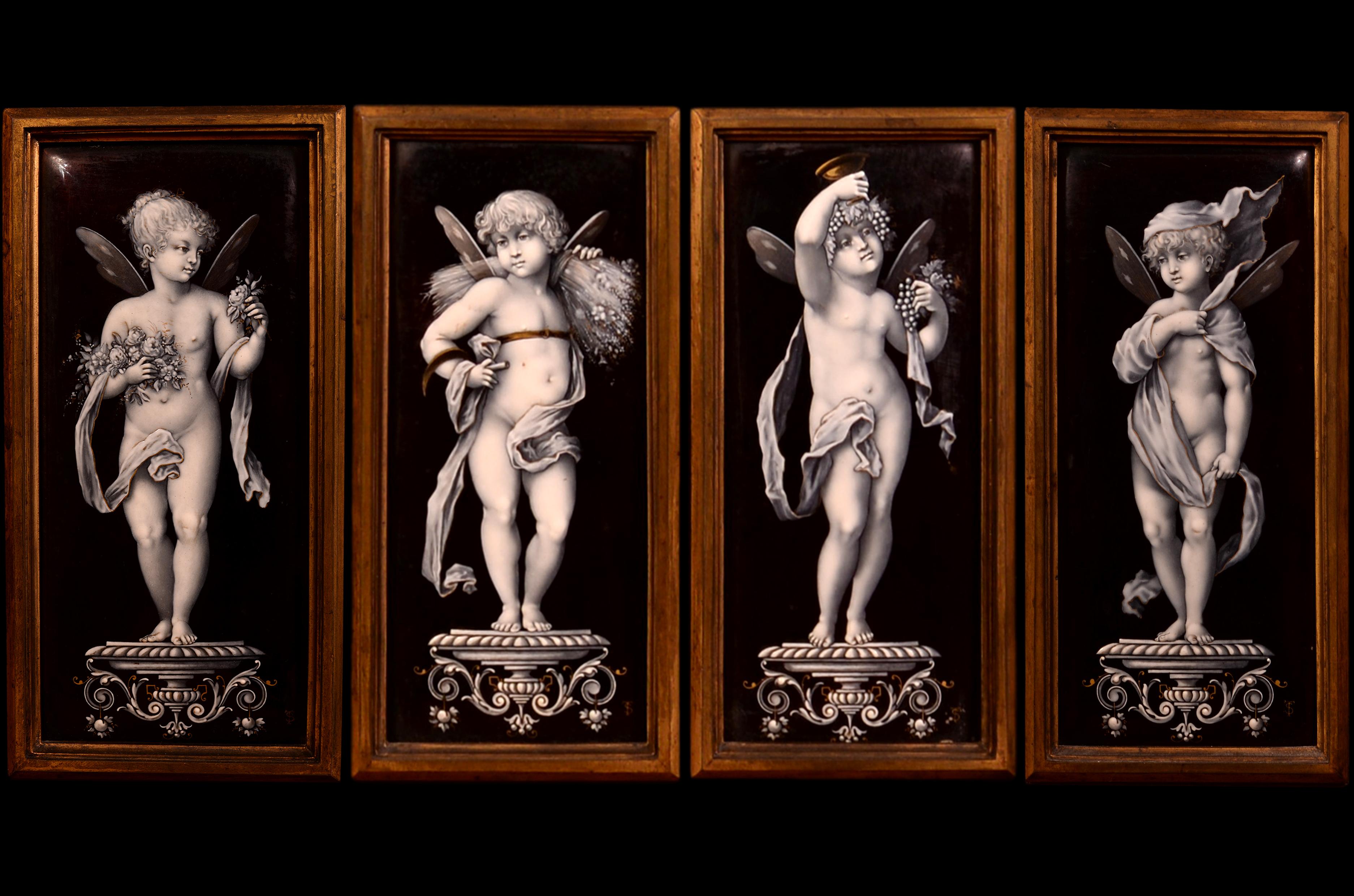 Neo-Renaissance style cabinet with painted enamels signed by Theophile Soyer For Sale 2