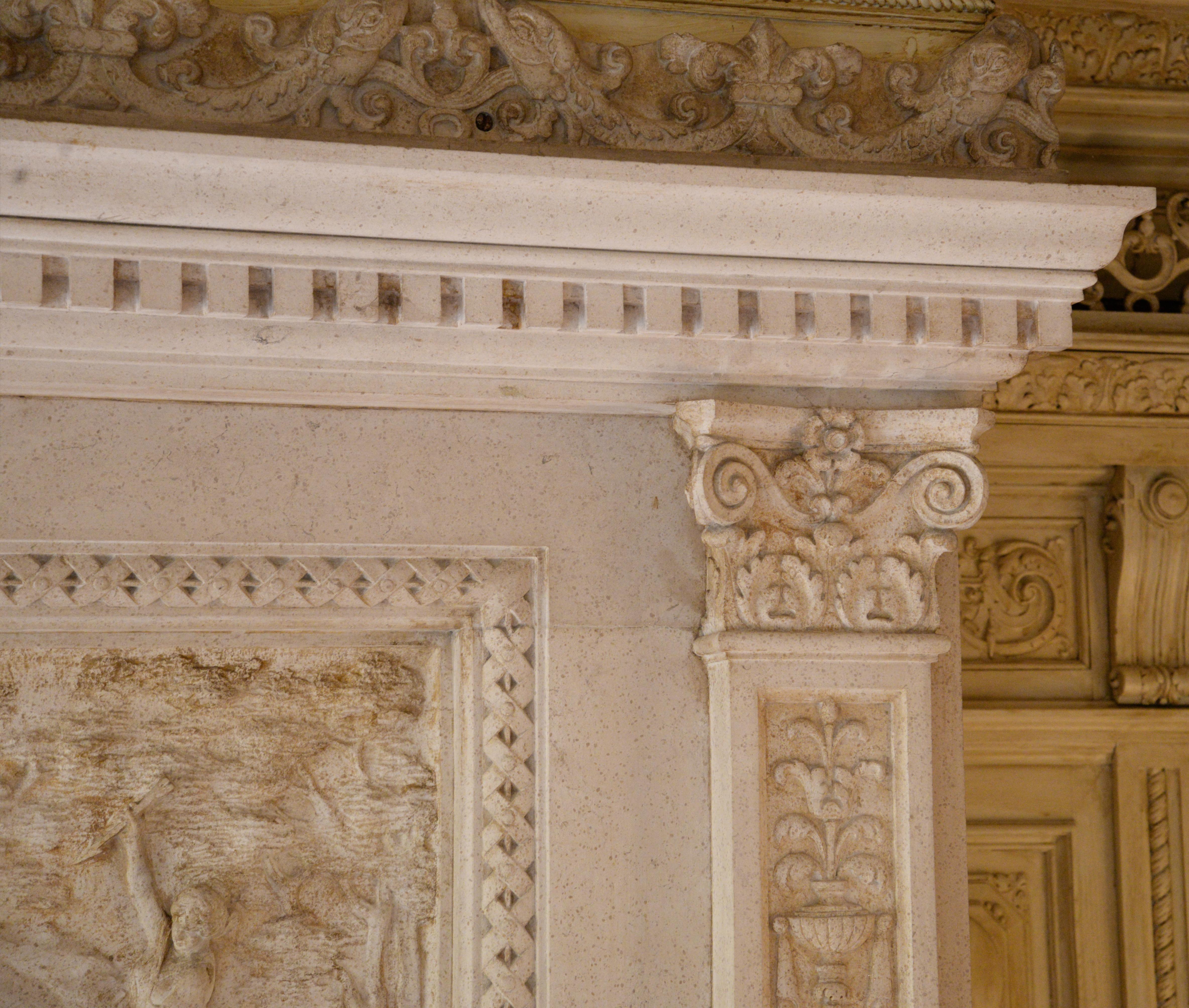 Neo-Renaissance Style Stone Fireplace 7