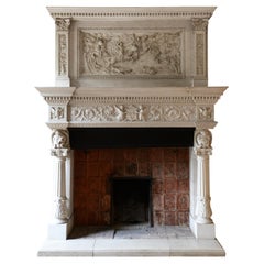 Vintage Neo-Renaissance Style Stone Fireplace