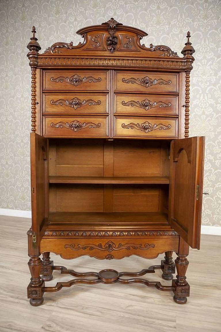 Dutch Renaissance Revival Walnut Cabinet Circa 1900 in Light Brown For Sale