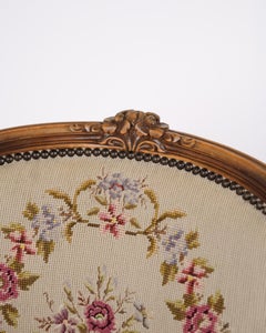 Neo-Rococo Armchair with Curved Legs and Floral Fabric, 1930s