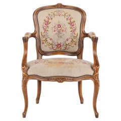 Neo-Rococo Armchair with Curved Legs and Floral Fabric, 1930s